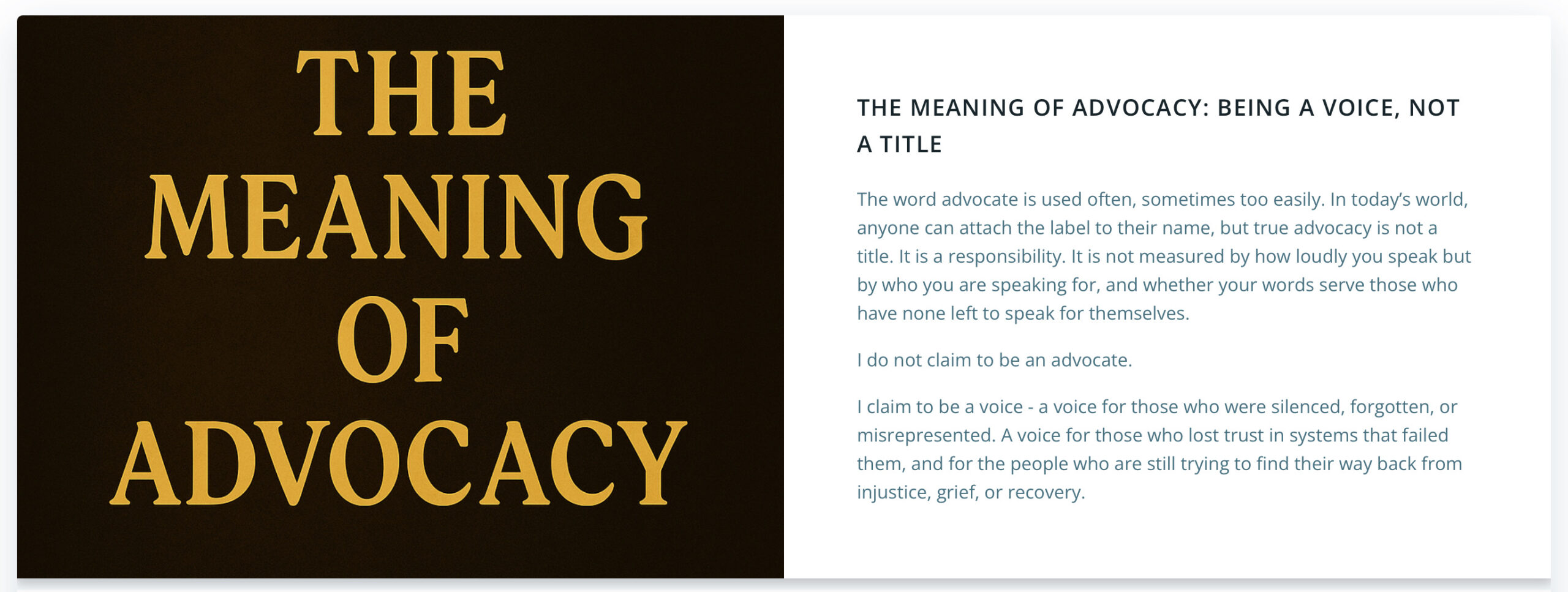 The Meaning of Advocacy: Being a Voice, Not a Title