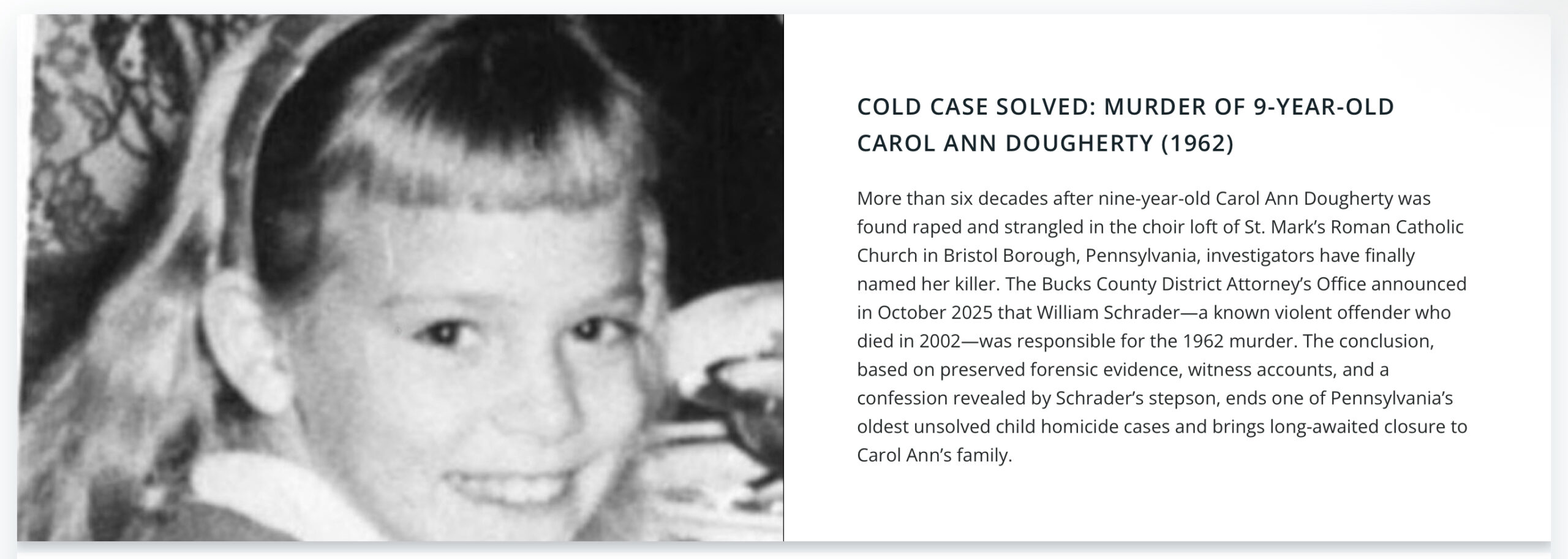 Carol Ann Dougherty 1962 Case