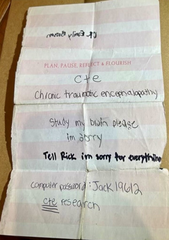 Note found on Shane Tamura’s body.