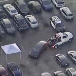 The 2023 Tesla Model X belongs to David Burke, also known as d4vd being towed.