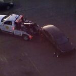 The 2023 Tesla Model X belongs to David Burke, also known as d4vd being towed.