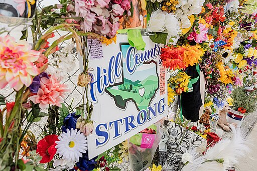 River of Angels memorial wall for the victims of the Texas Hill Country flood